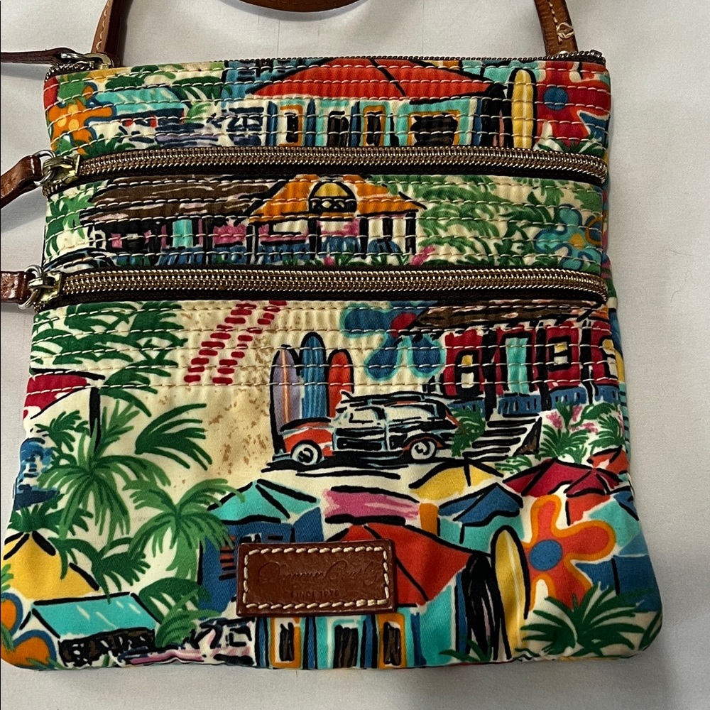 Dooney & Bourke Tropical Island Triple Zip Vinyl Crossbody Bag - Picture 2 of 8